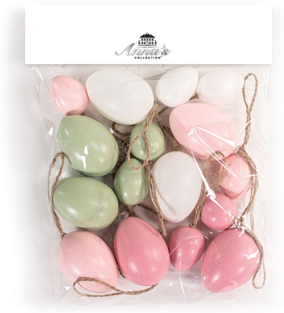 Annas Collection Paaseieren - 16x - kunststof - pastel roze - 4/6 cm - paasdecoratie